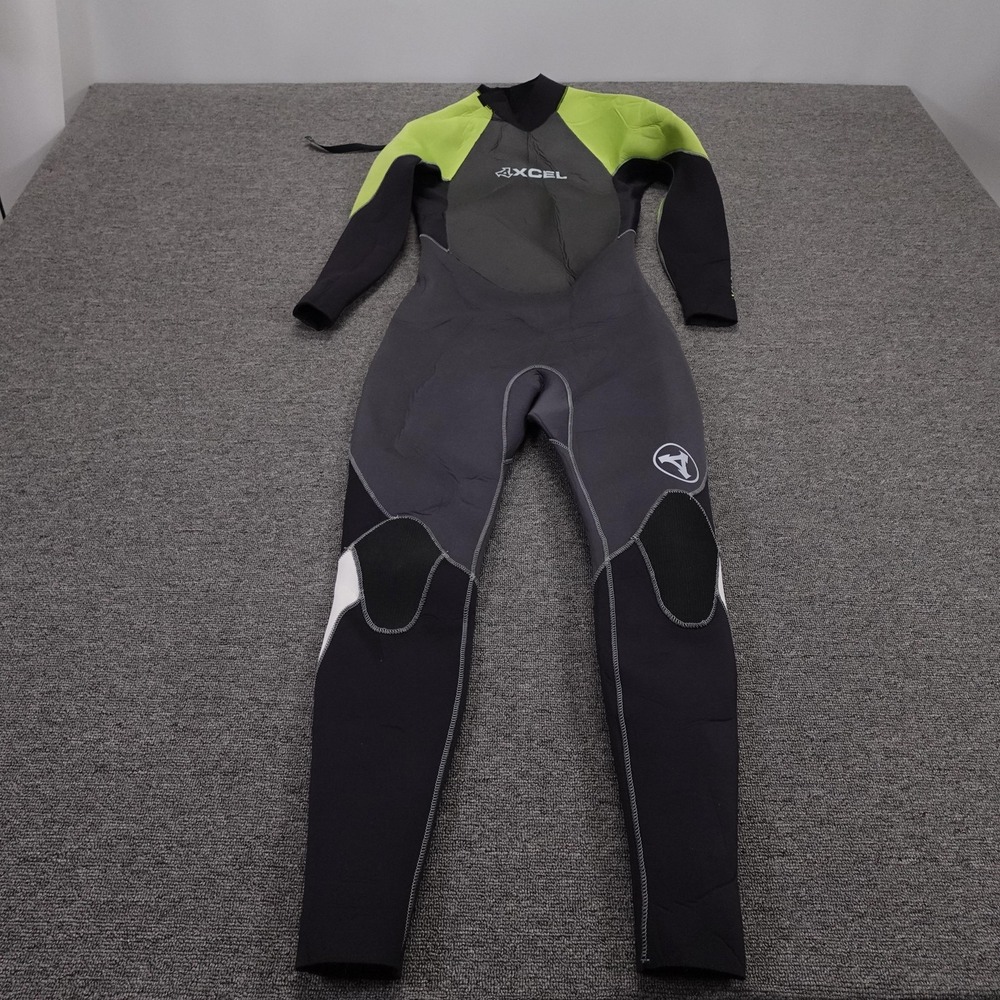 Xcel SLX 4/3mm Full Wetsuit Youth Large Kids Black Gray Green Neoprene Surf